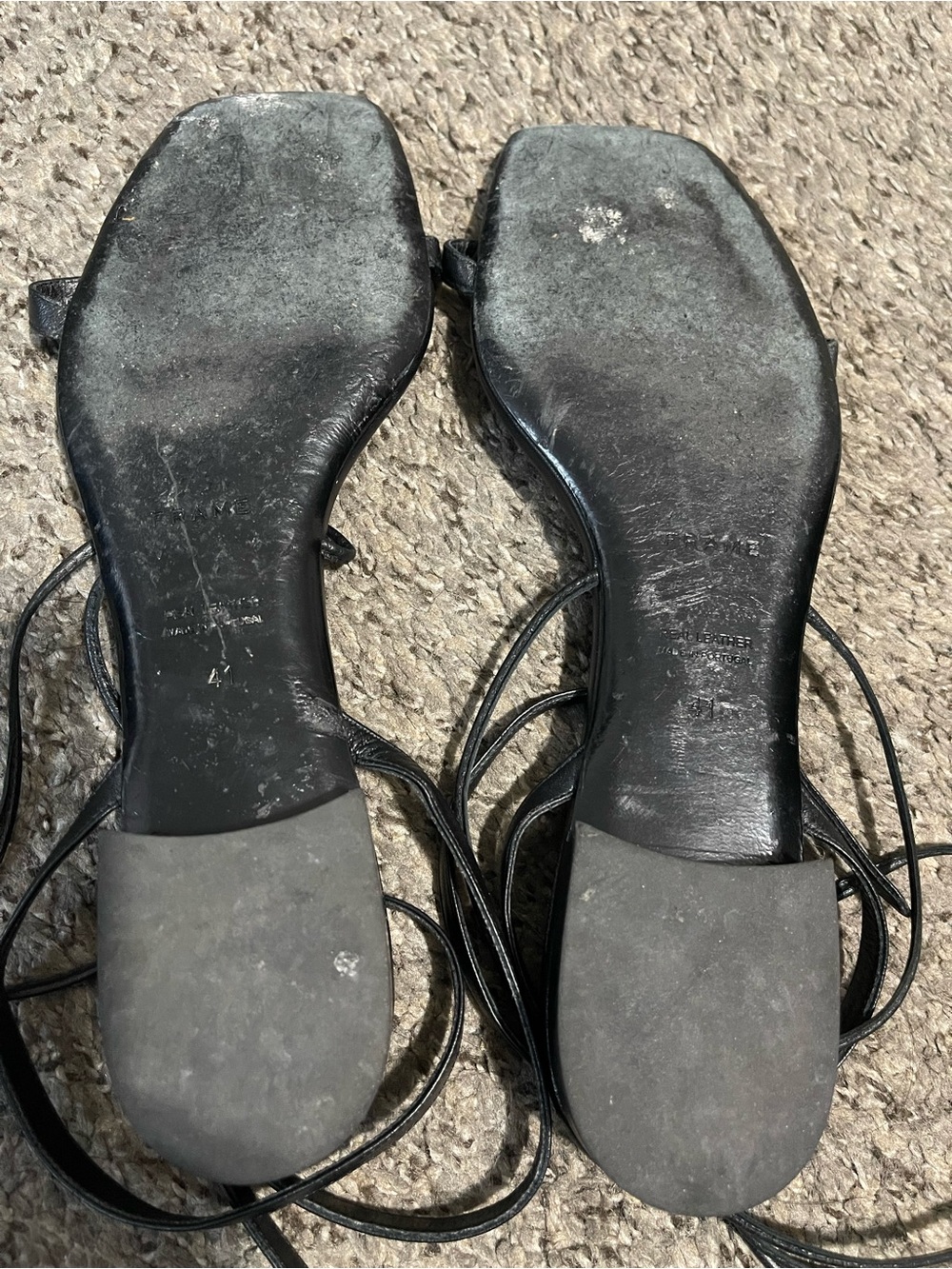 Frame Denim Le Ramona Black Leather Sandals Size 41 USA 10.5 - Picture 8 of 11